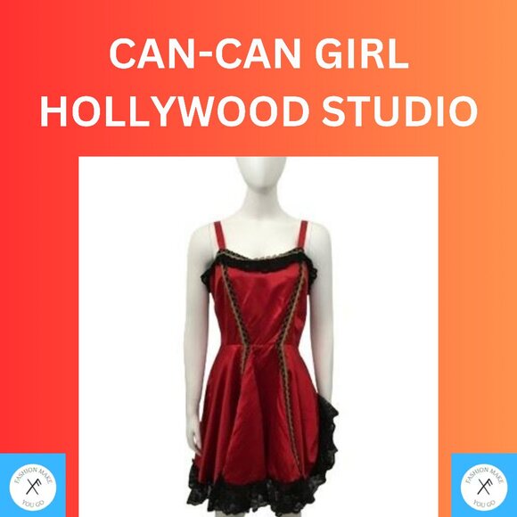 Vintage 60s 70s Can-Can Girl Mini Dress Original Hollywood Studio MOULIN ROUGE - Picture 1 of 7